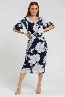 Black Petite Floral Print Belted Wrap Dress -Dress Haven Sales Store c15d3d76 a2d5 46cb 894f 8979949548b6