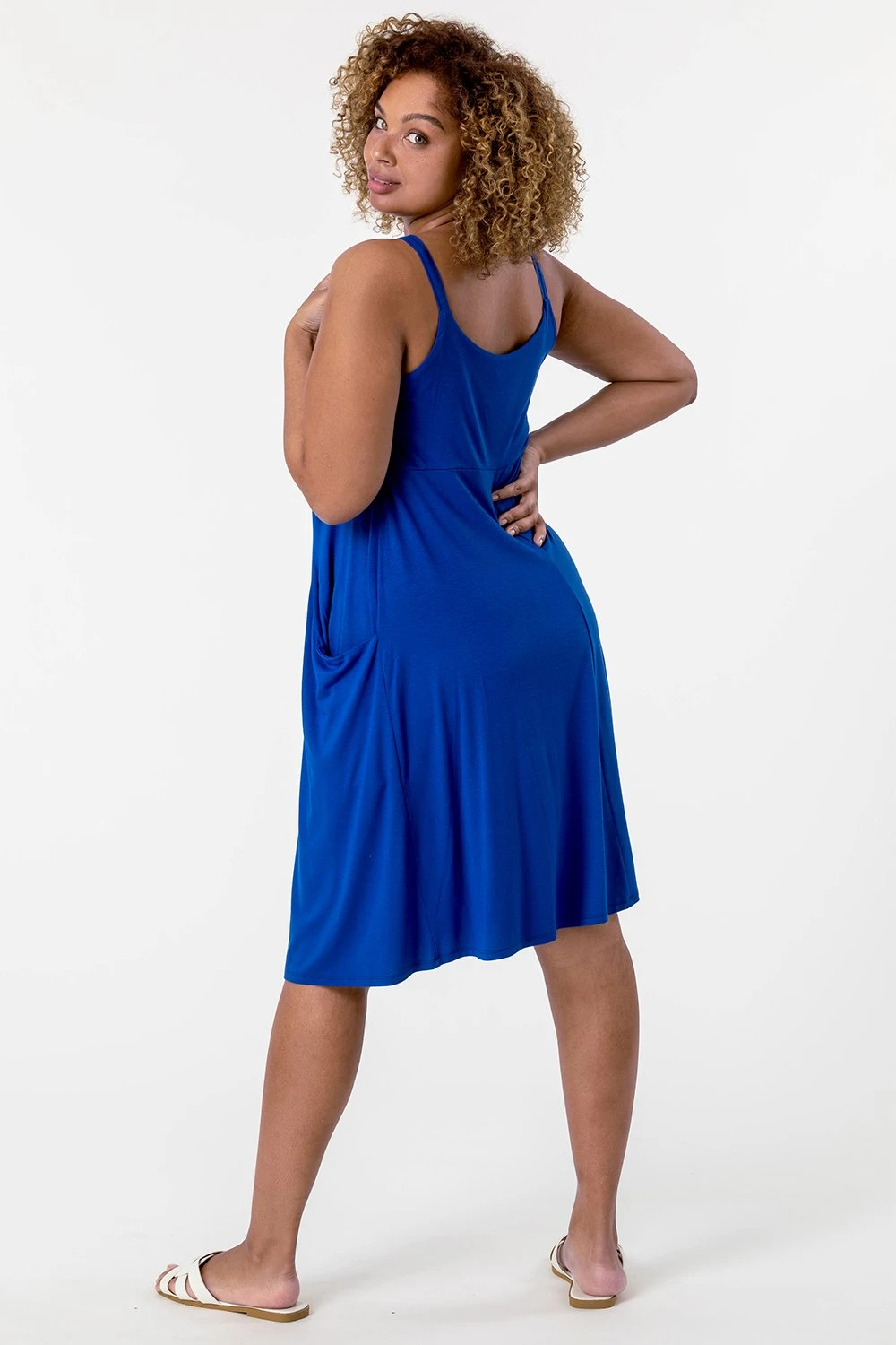 Royal Blue Curve Strappy Pocket Sun Dress 4 Royal Blue Curve Strappy Pocket Sun Dress - Image 2