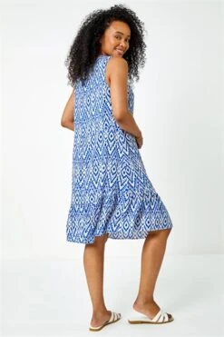 Blue Petite Floral Print Stretch Dress -Dress Haven Sales Store c261ce76 0fad 4a22 8849 339225f32f71
