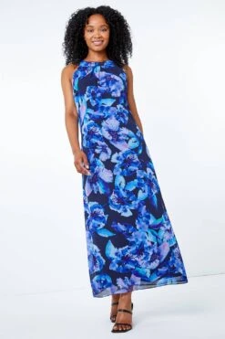Blue Petite Floral Print Maxi Dress -Dress Haven Sales Store c3199b3a 7e65 441b ad68 2db3fe407b78
