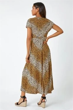 Camel Animal Print Stretch Tiered Midi Dress -Dress Haven Sales Store c4352c0c aa2d 4d8a 9810 9a2deec1a793