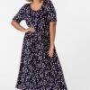 Navy Curve Ditsy Floral Print Midi Dress -Dress Haven Sales Store c44da3f3 781a 40b4 b0a8 f2888a12ad9c