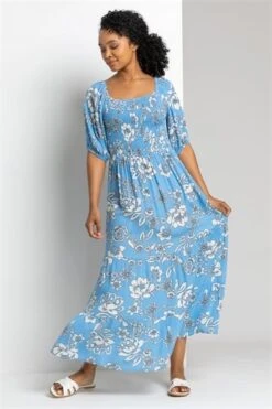 Turquoise Petite Floral Stretch Tiered Maxi Dress -Dress Haven Sales Store c65d2bf9 820a 4b90 aab8 8fe0dc2ed394