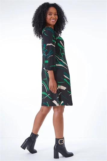 Navy Petite Notch Neck Jacquard Dress 6 Navy Petite Notch Neck Jacquard Dress - Image 4