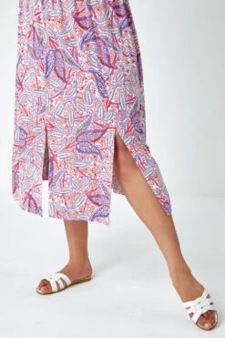 Purple Curve Paisley Print Shirred Midi Dress -Dress Haven Sales Store c7b3ee3b e336 4ff0 aa37 73009293a746