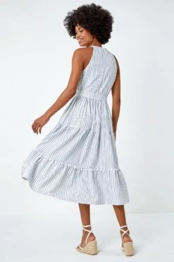 Blue Tiered Cotton Halter Neck Stripe Dress -Dress Haven Sales Store c9474cbf 816b 4971 b841 9681ceb28cd5