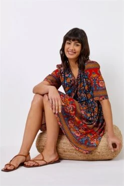 Beige Animal Print Frill Hem Smock Dress -Dress Haven Sales Store c9914184 95d6 4acb 9359 1e2ca4aae0c1