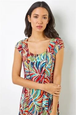 Red Sleeveless Floral Panel Stretch Dress -Dress Haven Sales Store ca8a8718 e27c 4ea7 8d53 33f7853bfde7