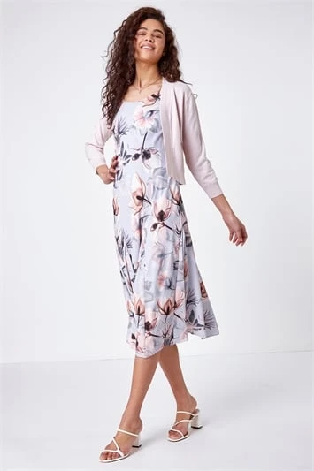 Royal Blue Julianna Floral Print Bias Cut Dress 6 Royal Blue Julianna Floral Print Bias Cut Dress - Image 4