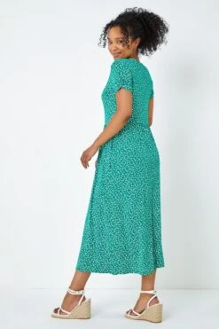 Green Petite Floral Print Midi Dress -Dress Haven Sales Store ce643202 4882 4acb 84e8 2f4dc7cb1187