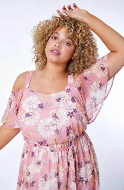 Pink Curve Floral Print Cold Shoulder Maxi Dress -Dress Haven Sales Store d0252b54 6a8e 4bb3 9798 665730676966