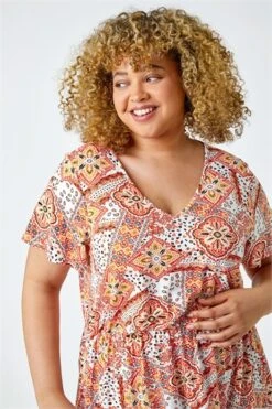 Orange Curve Sleeveless Aztec Midi Stretch Dress -Dress Haven Sales Store d2208242 64d0 4910 adfb a98643f0c89b