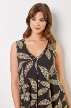 Black Curve Spot Leaf Print Dress -Dress Haven Sales Store d534ab13 78b7 4896 8e0d 1eb0ecec3ee2