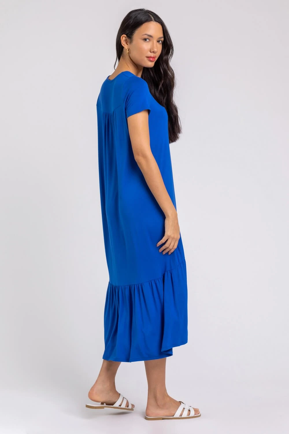 Royal Blue Tiered Hem Jersey Midi Dress 4 Royal Blue Tiered Hem Jersey Midi Dress - Image 2