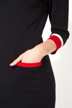 Red Colour Block Knitted Dress -Dress Haven Sales Store d6252659 9830 4394 8d1c 52d23e97e04f