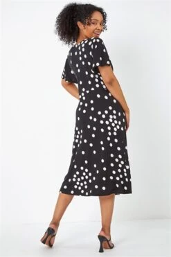 Black Petite Spot Print Stretch Tea Dress -Dress Haven Sales Store d6513944 c8c2 42d1 8ef2 42d419233642