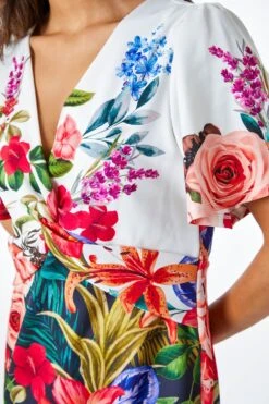 Black Floral Print Twist Premium Stretch Dress -Dress Haven Sales Store dd90b44c 687a 4cf0 a452 146c44fb7e68