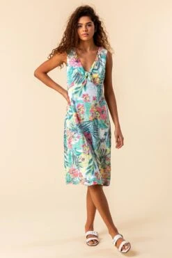Green Burnout Tropical Print Stretch Dress -Dress Haven Sales Store df9ec4e1 3c85 4c0d be6b aebf18c938de