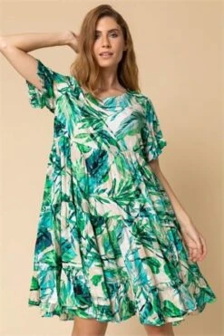 Lime Petite Floral Border Print Shift Dress