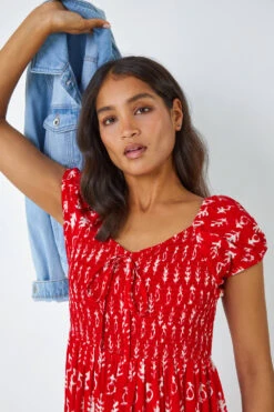 Red Boho Print Tiered Maxi Dress -Dress Haven Sales Store e25b2024 ebf2 456c 9344 97ef05829771