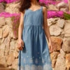 Denim Sleeveless Cotton Embroidered Midi Dress -Dress Haven Sales Store e668413e 2e32 4e20 baf7 161c04e1af0e