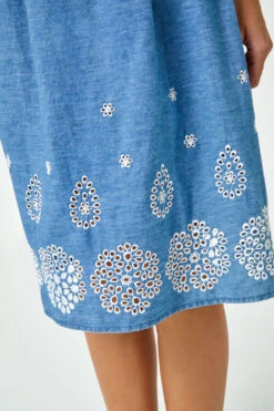Denim Sleeveless Cotton Embroidered Midi Dress -Dress Haven Sales Store e68bd93c fb4c 47f3 8a1c 6995fcad4965