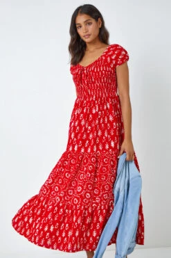 Red Boho Print Tiered Maxi Dress -Dress Haven Sales Store e9d2b222 4c20 4547 a5d5 45610612ba89