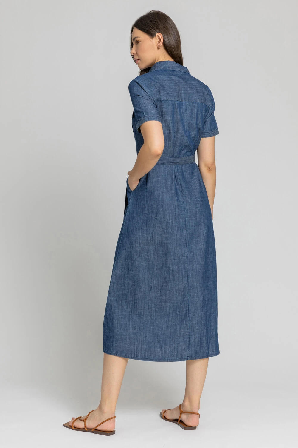 Blue Denim Pocket Detail Shirt Dress 4 Blue Denim Pocket Detail Shirt Dress - Image 2