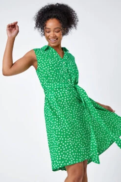 Green Petite Polka Dot Shirt Dress -Dress Haven Sales Store f15f9e74 e049 45d5 ac7a c16727fbf885