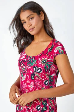 Fuchsia Paisley Print Panelled Stretch Dress 10 Fuchsia Paisley Print Panelled Stretch Dress -Dress Haven Sales Store f2792929 7288 4eb6 aad2 6535f13877f3