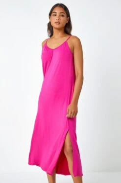 Fuchsia Plain Stretch Jersey Pocket Midi Dress -Dress Haven Sales Store f4a199a1 bfe3 41c1 8345 b81a57dad84a