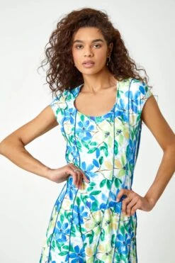 Blue Floral Garden Print Panel Dress -Dress Haven Sales Store f55085e6 3b5d 49bb bf47 0c7ff6973877