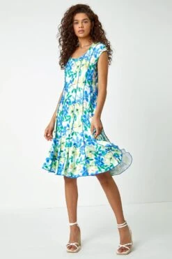 Blue Floral Garden Print Panel Dress -Dress Haven Sales Store f580c821 c062 4d49 a9a4 cfb205cf4f06