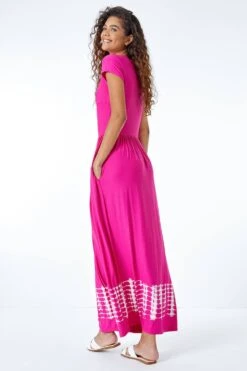Fuchsia Tie Dye Border Print Stretch Maxi Dress -Dress Haven Sales Store f5f15dee 3d1e 42c9 9215 36afd5d76c46
