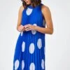 Royal Blue High Neck Spot Pleated Swing Dress -Dress Haven Sales Store f649871a b512 4242 a7c5 49632d7381b7