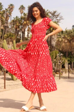 Red Boho Print Tiered Maxi Dress -Dress Haven Sales Store f7f9773e 16cc 48b8 a410 0b9e37351c79