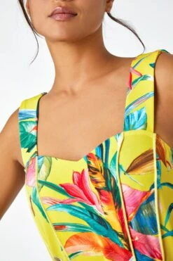 Yellow Tropical Print Stretch Panel Dress -Dress Haven Sales Store f8e9ef0c 0830 4ead 91e1 a258e7ffc6a1