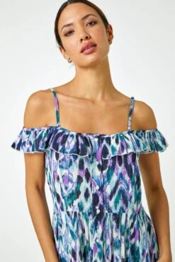 Purple Cold Shoulder Printed Midi Dress -Dress Haven Sales Store f94fc205 ad83 49a6 ae74 c60fde0fc540