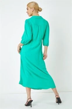 Green Cowl Neck Ruched Midi Dress -Dress Haven Sales Store fbee764d a7df 43f8 af42 b0ee4bf3b2c9