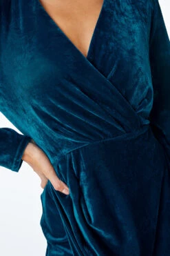 Teal Stretch Velvet Midi Wrap Dress -Dress Haven Sales Store fd297ce4 7ea5 4322 83b5 2f12f973b953